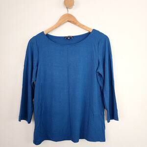 Eileen Fisher Rounded Neck Three Fourth Long Sleeve Top